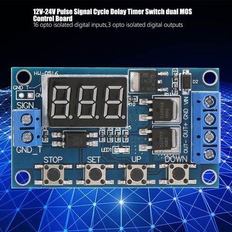 Circuit de commande double MOS à temporisateur à retard cyclique pour signal d'impulsion 12V-24V (1/5)