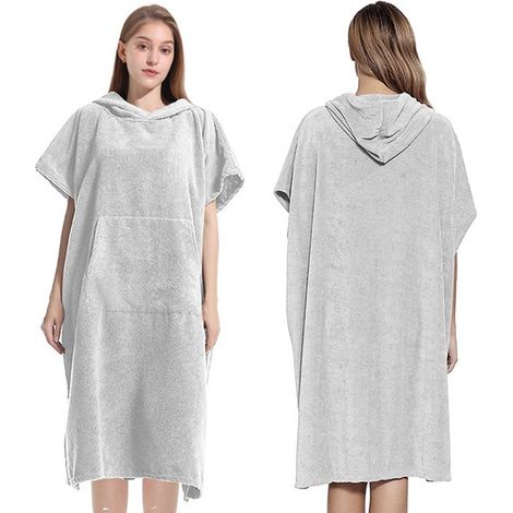Poncho con capucha para cambiarse de surf, confeccionado en microfibra absorbente de secado rápido, ideal para surf, playa, Gris oscuro (1/5)