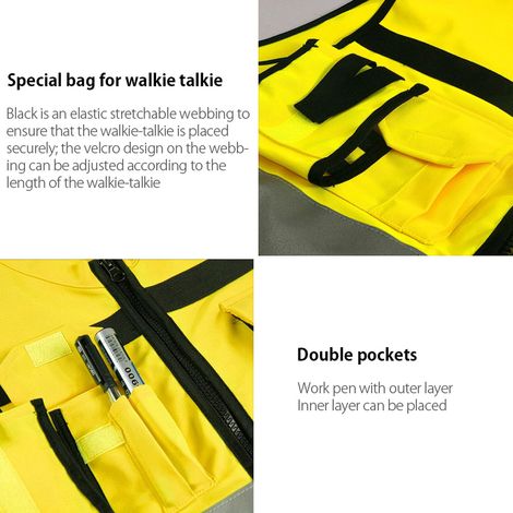 Reflektierende Sicherheitsweste, gut sichtbare Weste mit Vordertaschen, ultraleichte Sicherheitsjacke für Bauarbeiter und Radfahrer (1/5)