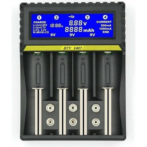 [JAMAIS UTILISÉ] BTY407 chargeur de batterie multifonctionnel 18650 batterie Li-ion/NiMH/NiCd/5AA/7AAA/9V chargeur de batterie