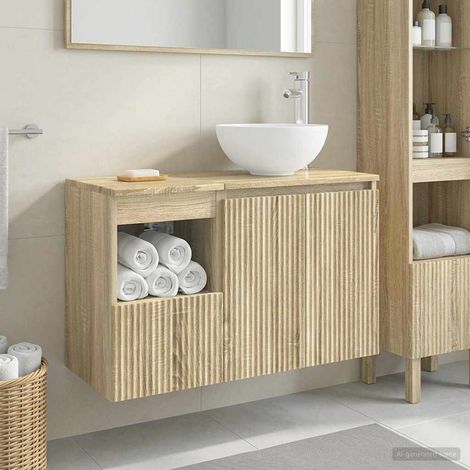 vidaXL Bathroom Furniture Set 2 pcs Sonoma Oak Engineered Wood (1/5)