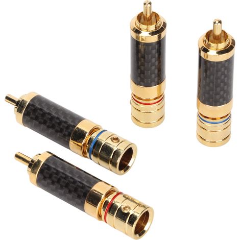 Lot de 4 connecteurs RCA HiFi plaqués or, blindés, sans perte, pour câbles d'enceintes de 8 mm de diamètre. (1/5)