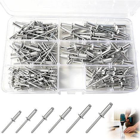 180Pcs Rivets Aveugles en Aluminium 3,2/4/4,8 mm, 6 Tailles Rivet (1/5)
