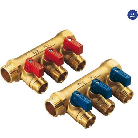Tiemme - Collettore A Flauto 3/4" 2 Uscite Da 1/2" Per Sanitari (1/3)