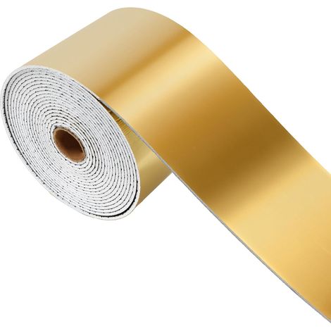 Goldene, selbstklebende Wandsockelleiste, 10 x 500 cm, flexibel und einfach zu montieren (Boden, Wand, Ecke), wasserdicht und einfach zu installieren. (1/5)