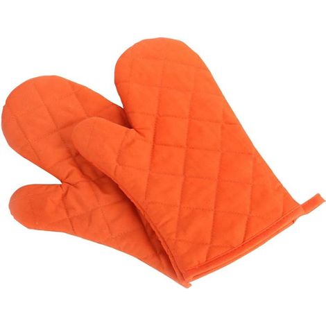 Ofenhandschuhe, hochwertige hitzebeständige Küchenhandschuhe, gesteppte Handschuhe aus Baumwolle und Polyester in extra großer Größe, 1 Paar orange.