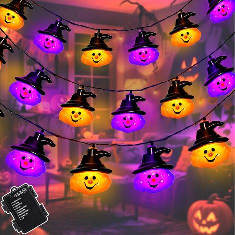 Halloween Lichterkette Lila Orange 3M 20LED Timer, für Fotos und Ambiente (1/5)