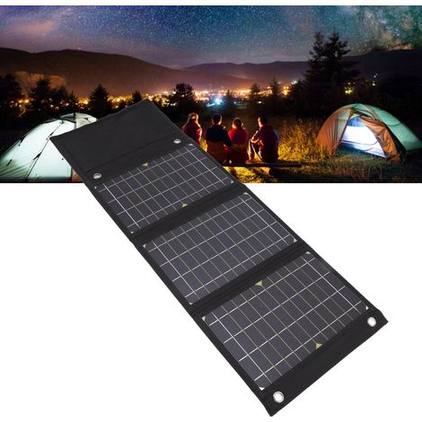 Kit portátil de panel solar monocristalino de 24 W para acampada y actividades al aire libre panel solar portátil con 2 puertos USB. (1/5)