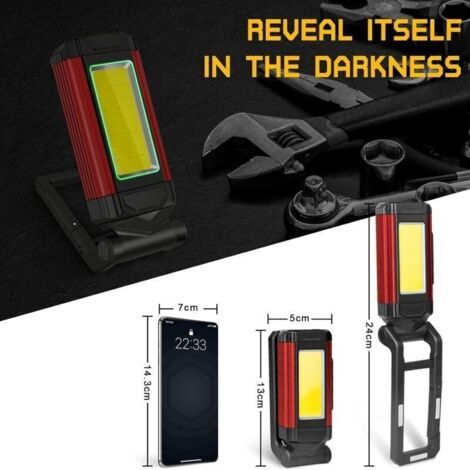 NALOOKAMIC Lampe de Travail Rechargeable Puissante, Baladeuse LED Lampe Atelier avec Base Magntique, Lampe Torche avec IPX6 tanche, Garage et Camping (1/3)