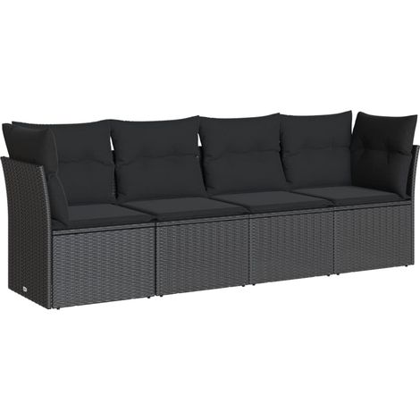 Maison Exclusive - 4-tlg. Garten-Sofagarnitur mit Kissen Schwarz