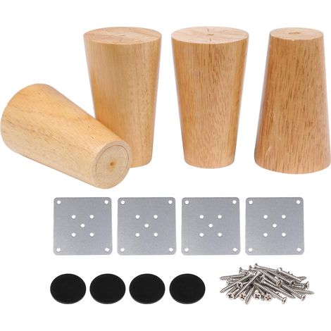 Pieds de rechange ronds en bois coloré pour meubles, avec vis, mesurant 3,94 pouces x 2,4 pouces. (1/5)