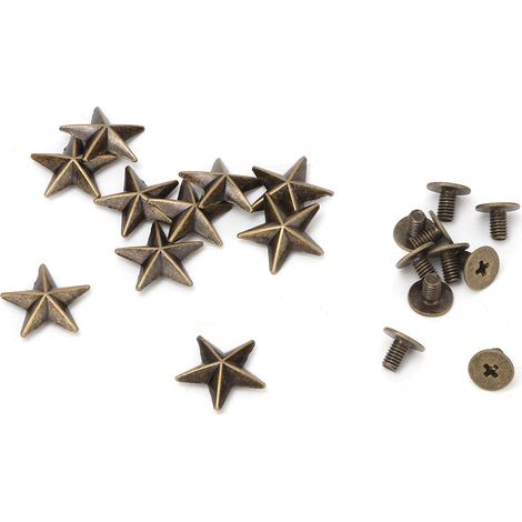 10 rivets à pointe en forme d'étoile en métal pour la décoration de sacs, chaussures et articles en cuir (14 mm, bronze)