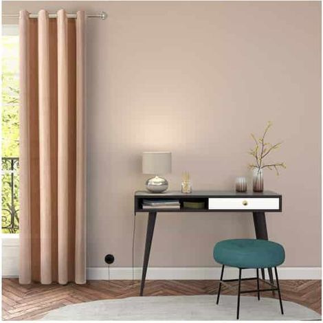 Rideau taupe aspect velours - 145x260cm - Beige (1/2)