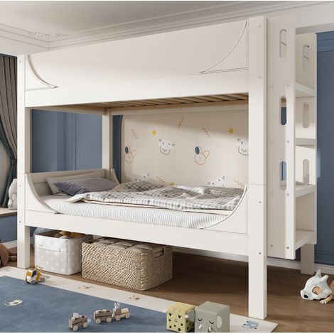 CHICFURN Letto a castello per bambini 90x200 cm in legno e MDF bianco, separabile, senza materassi (1/5)