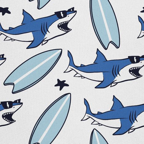 Tissus décoratifs d'extérieur Oxford - motif requin et planche de surf (1/5)