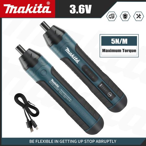 Makita Tournevis électrique rechargeable compact 3.6V, batterie lithium 1300mAh, lumière LED, couple 5N.m (1/5)