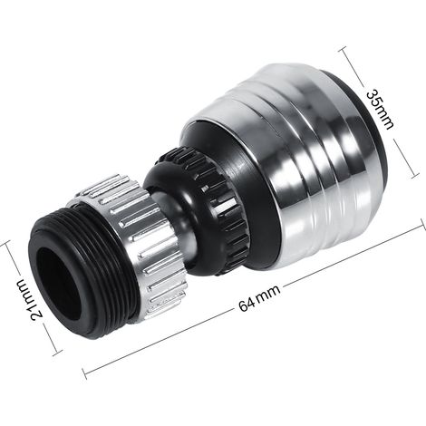 [Wasserhahn-Düsenfilter] [Neu] [ABS Chrom] [360° drehbarer Wassersparfilter-Diffusor] Wasserhahn-Luftsprudler für Küchenbrause – korrosionsbeständiges ABS, 64 mm Länge, 35 mm Durchmesser, Silber, 1 St (1/5)