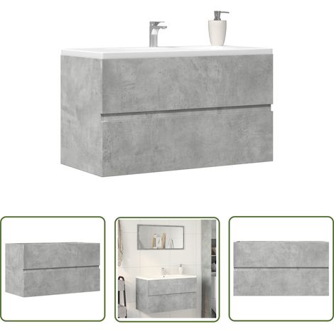 vidaXL Bad-Hängeschrank Betongrau 80x38,5x45 cm Holzwerkstoff (1/5)