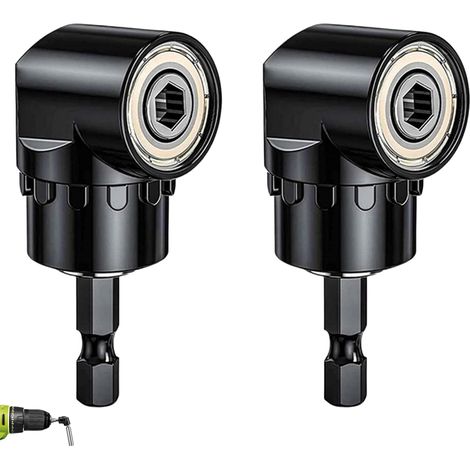 Lot de 2 embouts d'angle pour visseuse sans fil - 105° - Avec support magnétique de 1/4" - Embout de perçage d'angle pour garage et espace étroit (1/5)