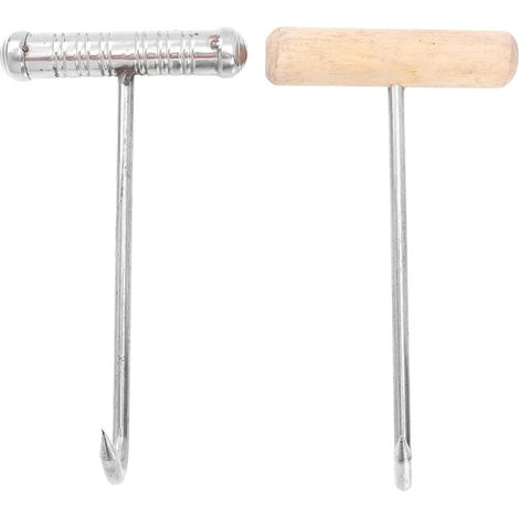 Lot De 2 Crochets à Os Pour Viande De Barbecue Poignée En T - Acier (1/5)