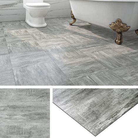 16 Dalles PVC Adhesive Sol 30x30 Lino Sol Effet Bois Gris Imitation Parquet Adhesif Sols pour Chambre Lavable Carrelage Adhesif Sols Cuisine Revetement Salle de Bain Corridor (1/5)