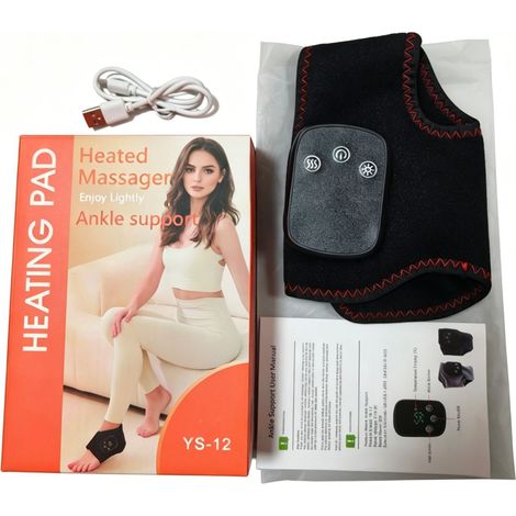 Masseur de cheville chauffant intelligent en graphène, appareil de massage vibrant pour pied et plante des pieds, coussin thermique électrique relaxant, chauffe-pied noir 1 pièce (1/5)