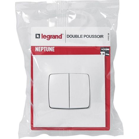 Legrand - Double poussoir Neptune - 6A - Blanc (1/5)
