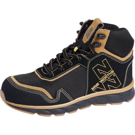 Chaussures de Sécurité Montantes Sanders - Taille 46 - Noir/Camel - Résistant et Confortable - D-Work
