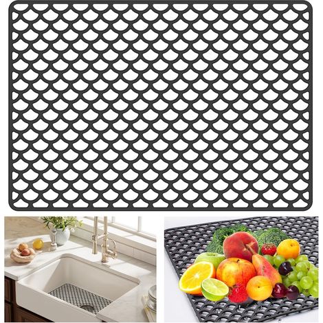 Kitchen Sink Mat Foldable Sink Mat with Support Column Kitchen Sink Mat Heat Resistant Silicone Sink Mat for Kitchen Sink Cutlery Glassware (1/5)