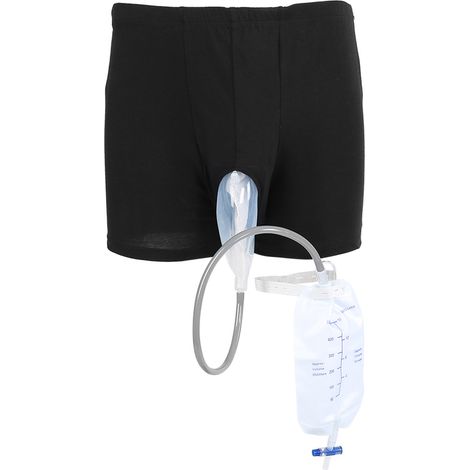 Urinoir de jambe réutilisable pour homme, poche à urine en silicone avec entonnoir et collecteur, petit modèle (1/5)
