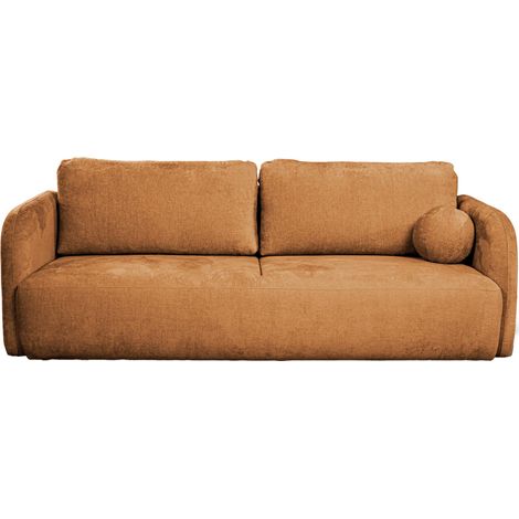 DRIXY Canapé 3 places convertible avec coffre en tissu orange (1/5)