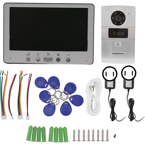 Kit vidéo porte interphone sans fil intelligent multifonction pour maison, sonnette vidéo avec écran, prise US 100V-240V AC (1/5)