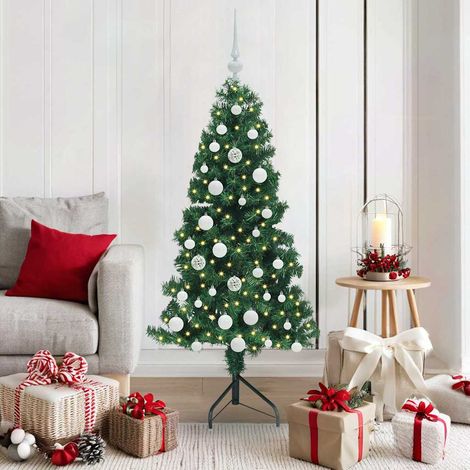 vidaXL Árbol de Navidad Artificial de Esquina Verde 150 cm PVC y Metal (1/5)