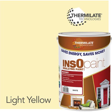 InsOpaint Exterior Masonry Paint - Heat Reflecting, Insulating & Weatherproof Exterior Wall Protection - Light Yellow - 5L (1/5)