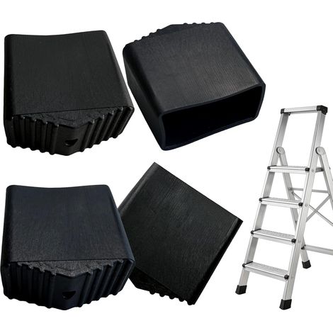4 Pièces Embout Pied Escabeau, Pied d Escabeau, Patin Echelle, Embout d èchelle en Caoutchouc, Convient aux èchelles à Tubes Carrés 2x4 Cm, Coussinets pour Les Pieds d'une échelle (1/5)