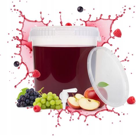 CONTENEDOR DE FERMENTACIÓN DE 33 L, CUBO TRANSPARENTE + GRIFO, PARA LICORES, VINO Y CERVEZA (1/5)