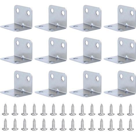 Lot de 30 équerres d'angle de 23 x 23 x 32 mm, équerres d'angle à 90 degrés avec 120 vis, support en métal pour étagères en bois, meubles et support mural (1/5)