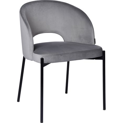 Fauteuil capitonné en velours gris Sienne (1/5)