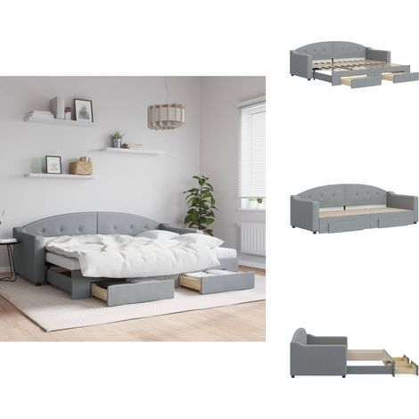 Lit de jour avec gigogne et tiroirs sans matelas 80x200 cm - Canapé Convertible - Lit Gigogne - Meuble Multifonctionnel - Lit D'appoint - Rangements Intégrés (1/5)
