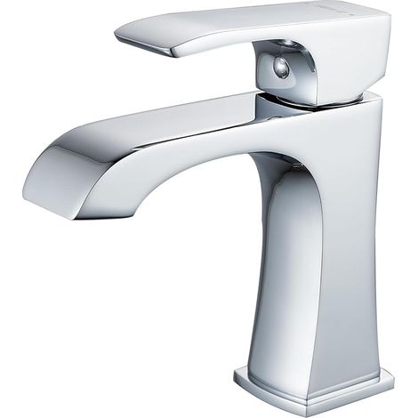 Robinet Salle Bain Laiton Chromé Monobloc Bec Cascade Design Moderne Mitigeur Lavabo, avec Flexibles G3/8’’ (1/5)