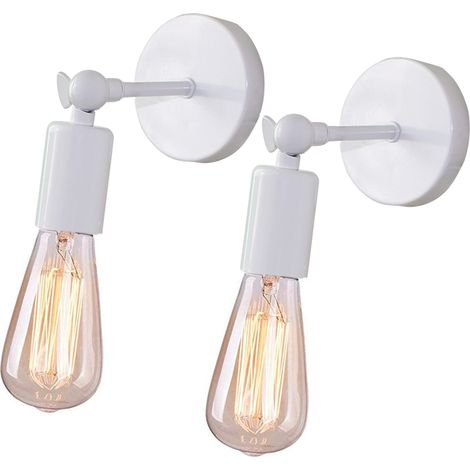 Lámpara de Pared Industrial Minimalista Regulable de Metal Hierro E27 Iluminación de Pared para Casa, Bar, Restaurantes, Café, Club (2x Blanca) (1/4)