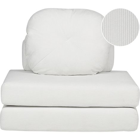 Sofá cama moderno minimalista de 1 plaza puf cama individual con cojín de pana blanco Olden