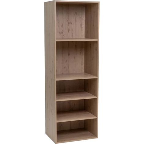 Colonne de rangement - JUANIO - Bibliothèque 5 étagères - Chêne naturel - 60x45x180 cm - Bois (1/5)