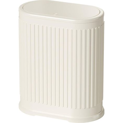 Poubelle de cuisine avec couvercle, poubelle fine en acier inoxydable de 15 litres/4 gallons pour salon, cuisine, bureau, chambre à coucher (crème) (1/5)