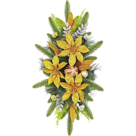 Guirlande De Noël - Couronne Pour Escalier Avec Nœud Rouge Et Pommes De Pin - Décoration Intérieure Maison Bureau École - 1 Pièce (1/5)
