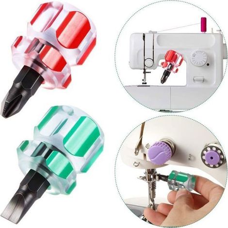 Kit de mini tournevis courts pour machine à coudre : tournevis plat et cruciforme inclus. (1/5)