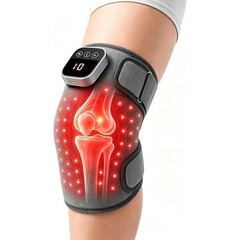 Wireless Knee Massager with Graphene Heating and Red Light Therapy, Joint Pain Relief, 5 Intensity Levels + 4 Temperature Levels (1/5)
