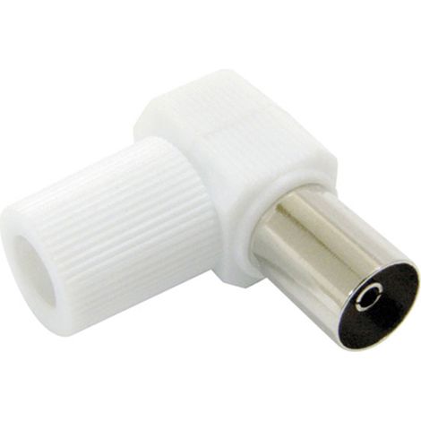 Conector TV Hembra acodado blanco