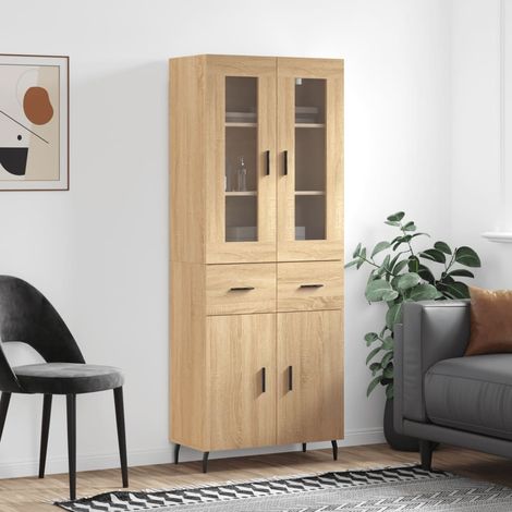 Buffet haut Chêne sonoma 69,5x34x180 cm Bois d'ingénierie (1/5)