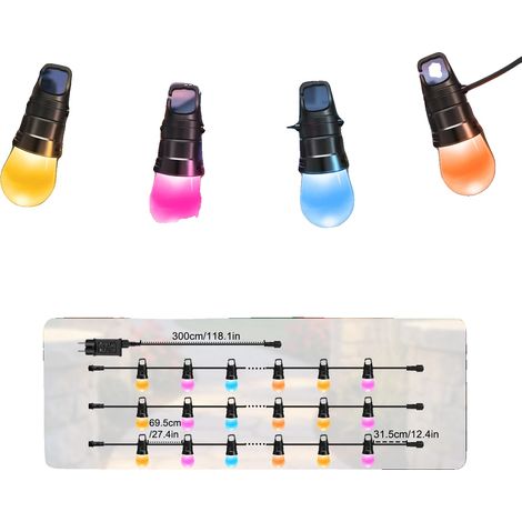 Guirnalda de luces para patio, control inteligente, función de sincronización con la música, 45 m, 60 bombillas, enchufe europeo de 220V-240V. (1/2)